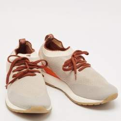 Pre Owned Loro Piana Grey Fabric and Leather 360 LP Flexy Walk Lace Up Sneakers Size 42