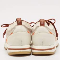 Pre Owned Loro Piana Grey Fabric and Leather 360 LP Flexy Walk Lace Up Sneakers Size 42