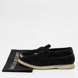 Pre Owned Loro Piana Black Suede Summer Charms Walk Loafers Size 39.5
