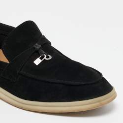 Pre Owned Loro Piana Black Suede Summer Charms Walk Loafers Size 39.5