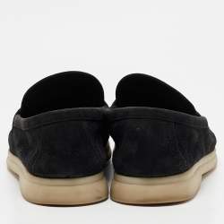 Pre Owned Loro Piana Black Suede Summer Charms Walk Loafers Size 39.5