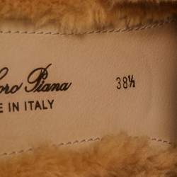 Pre Owned Loro Piana Beige Suede Fur Babouche Charms Walk Mules Size 38.5