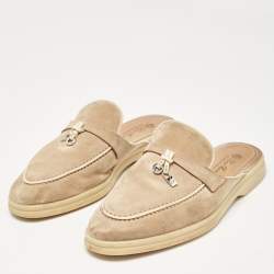 Pre Owned Loro Piana Beige Suede Summer Charms Walk Mules Size 37