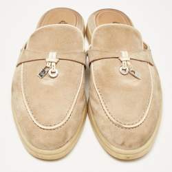 Pre Owned Loro Piana Beige Suede Summer Charms Walk Mules Size 37