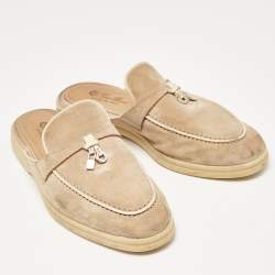 Pre Owned Loro Piana Beige Suede Summer Charms Walk Mules Size 37