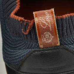 Loro Piana Navy Blue Knit Fabric 360 LP Flexy Walk Low Top Sneakers Size 45