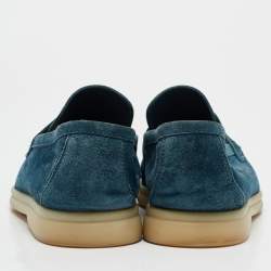 Pre Owned Loro Piana Blue Suede Summer Walk Loafers Size 37