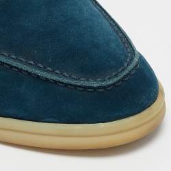 Pre Owned Loro Piana Blue Suede Summer Walk Loafers Size 37