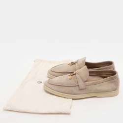 Pre Owned Loro Piana Beige Suede Summer Charms Walk Loafers Size 38