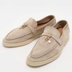 Pre Owned Loro Piana Beige Suede Summer Charms Walk Loafers Size 38