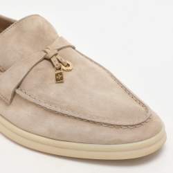 Pre Owned Loro Piana Beige Suede Summer Charms Walk Loafers Size 38