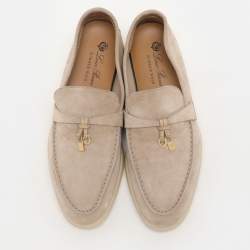 Pre Owned Loro Piana Beige Suede Summer Charms Walk Loafers Size 38