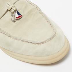 Pre Owned Loro Piana Grey Suede Babouche Charms Walk Mules Size 40