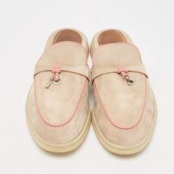 Pre Owned Loro Piana Beige Suede Babouche Charms Walk Mules Size 40