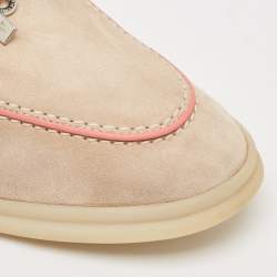 Pre Owned Loro Piana Beige Suede Babouche Charms Walk Mules Size 40