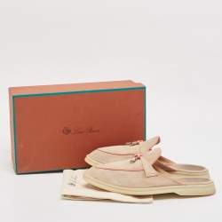Pre Owned Loro Piana Beige Suede Babouche Charms Walk Mules Size 40