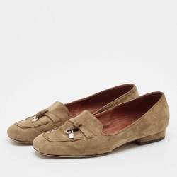 Loro Piana Brown Suede Summer Charms Walk Loafers Size 35