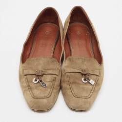 Loro Piana Brown Suede Summer Charms Walk Loafers Size 35