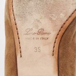 Loro Piana Brown Suede Summer Charms Walk Loafers Size 35