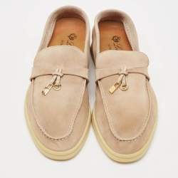Pre Owned Loro Piana Beige Suede Summer Charms Walk Loafers Size 36