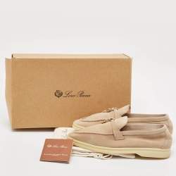 Pre Owned Loro Piana Beige Suede Summer Charms Walk Loafers Size 36