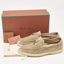 Pre Owned Loro Piana Beige Suede Summer Charms Walk Loafers Size 39