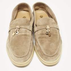 Pre Owned Loro Piana Beige Suede Summer Charms Walk Loafers Size 39