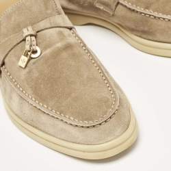 Pre Owned Loro Piana Beige Suede Summer Charms Walk Loafers Size 39