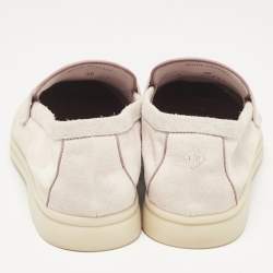 Pre Owned Loro Piana Pink Suede Summer Charms Walk Loafers Size 36
