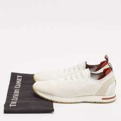 Loro Piana Cream Fabric and Suede 360 LP Flexy Walk Sneakers Size 39