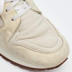 Loro Piana White/Cream Suede and Neoprene My Wind Sneakers Size 37