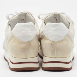 Loro Piana White/Cream Suede and Neoprene My Wind Sneakers Size 37