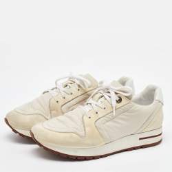 Loro Piana White/Cream Suede and Neoprene My Wind Sneakers Size 37