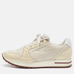 Loro Piana White/Cream Suede and Neoprene My Wind Sneakers Size 37