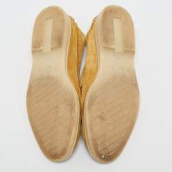 Pre Owned Loro Piana Yellow Suede Summer Charms Walk Loafers Size 38