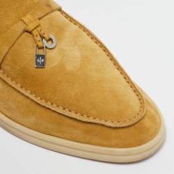 Pre Owned Loro Piana Yellow Suede Summer Charms Walk Loafers Size 38