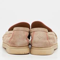 Pre Owned Loro Piana Beige Suede Summer Charms Walk Slip On Loafers Size 35