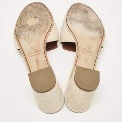Loro Piana Beige Suede Summer Charms Slide Sandals Size 39