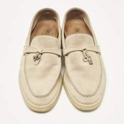 Pre Owned Loro Piana Beige Suede Summer Charms Walk Loafers Size 37
