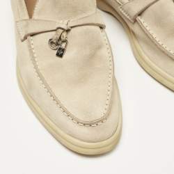 Pre Owned Loro Piana Beige Suede Summer Charms Walk Loafers Size 37