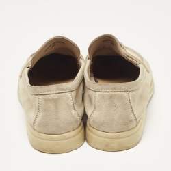 Pre Owned Loro Piana Beige Suede Summer Charms Walk Loafers Size 37