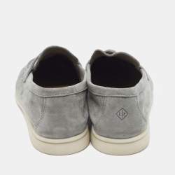 Pre Owned Loro Piana Grey Suede Summer Charms Walk Loafers Size 39