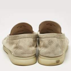 Pre Owned Loro Piana Beige Suede Summer Charms Walk Loafers Size 39