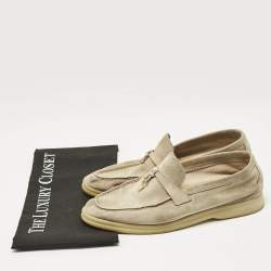 Pre Owned Loro Piana Beige Suede Summer Charms Walk Loafers Size 39