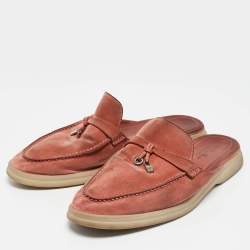 Pre Owned Loro Piana Pink Suede Babouche Charms Walk Sandals Size 40.5