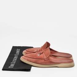 Pre Owned Loro Piana Pink Suede Babouche Charms Walk Sandals Size 40.5