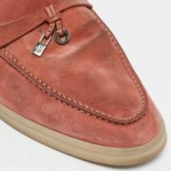 Pre Owned Loro Piana Pink Suede Babouche Charms Walk Sandals Size 40.5