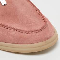 Pre Owned Loro Piana Pink Suede Summer Charms Walk Loafers Size 36.5