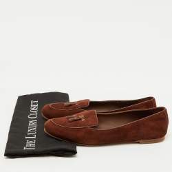 Pre Owned Loro Piana Brown Suede Tassel Dot Sole Loafers Size 40