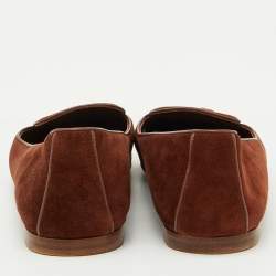 Pre Owned Loro Piana Brown Suede Tassel Dot Sole Loafers Size 40